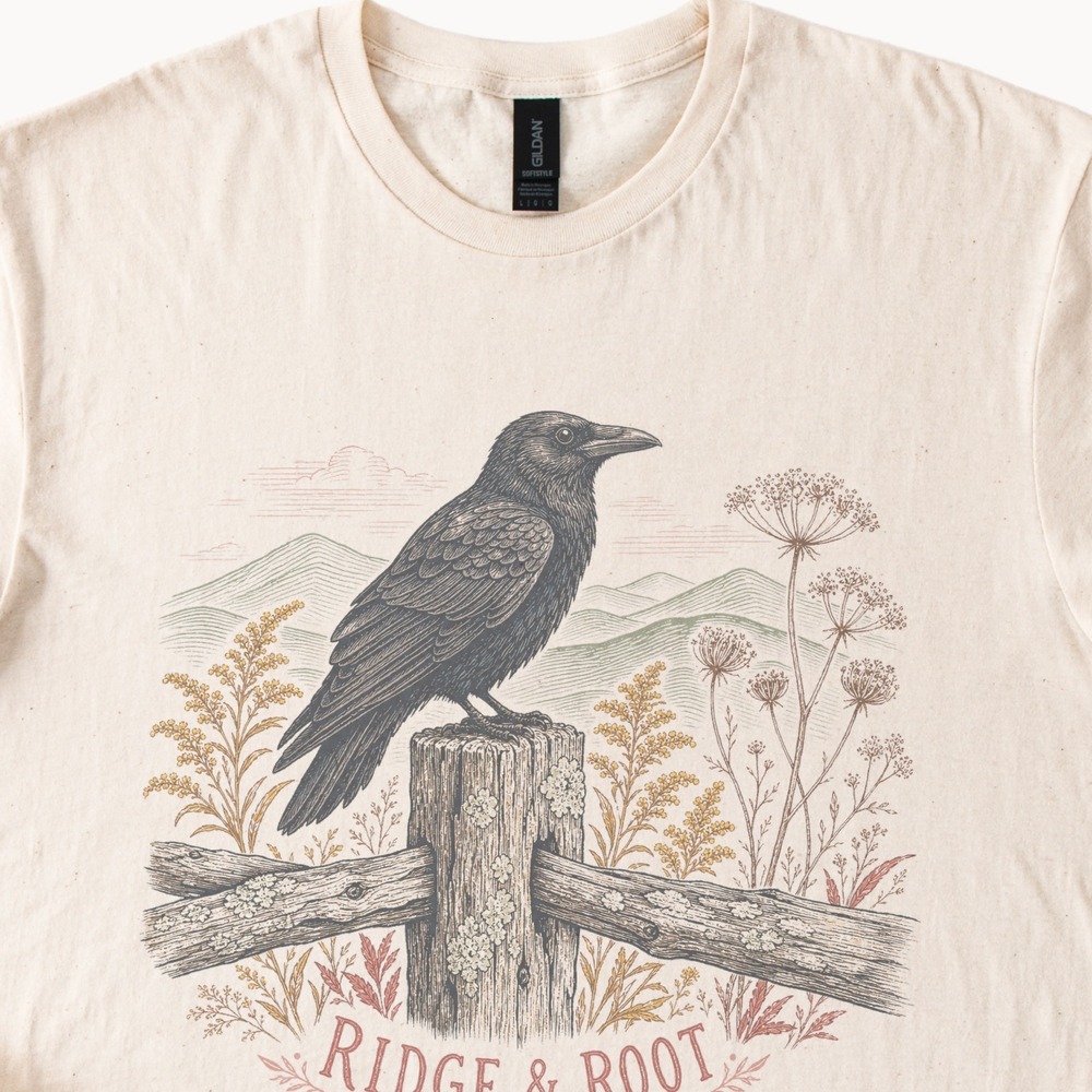 Ridge & Root Vintage Etching Graphic Tee Nature Bird Design